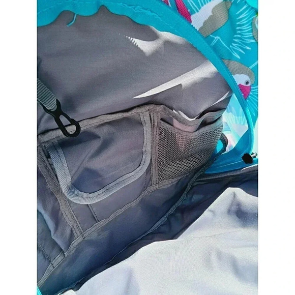 High Sierra Aqua Blue Fat Boy Toucan Tropical Over The Shoulder Logo Backpack - Picture 11 of 15